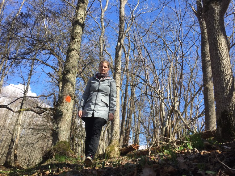 Elin promenerar i skogen